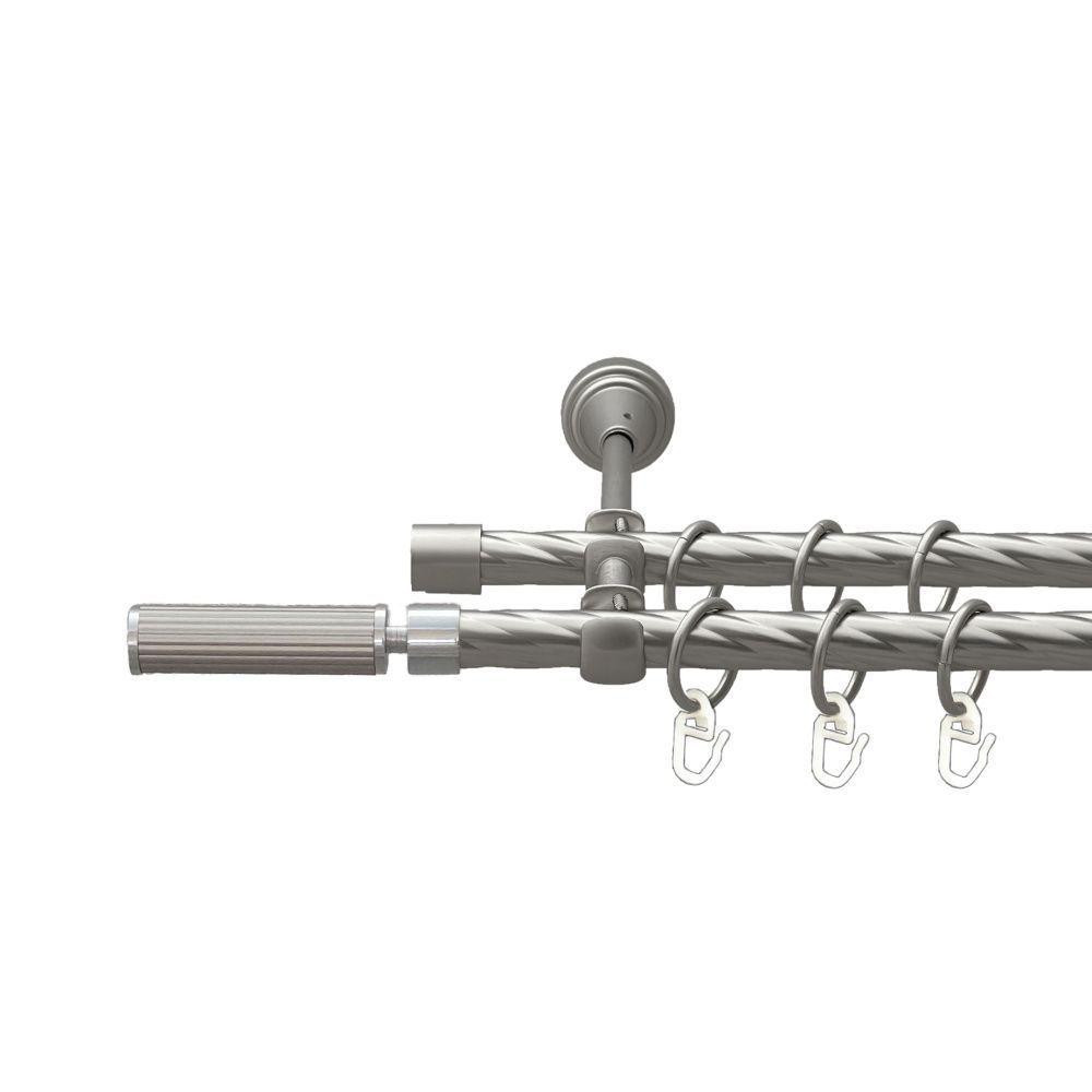 Карниз Orvit Галерія металевий дворядний відкритий скручена труба кільце металеве Сатин 16\16 мм 160 см (00-00022829) Львів - фото 1