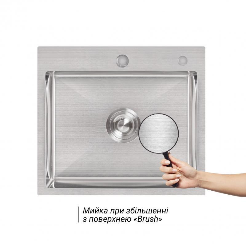 Кухонная мойка с нержавеющей стали Lidz H50*45 3.0/1.0 мм Brush с дозатором для моющего средства Киев - изображение 3