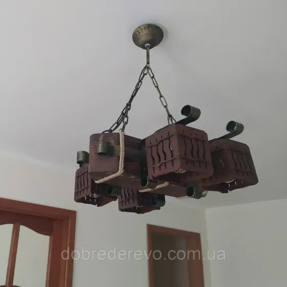 Люстра балка на 4 плафона Люстра дерев'яна під старину, Люстра дерев'яна в альтанку Вижниця