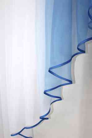 Кухонная занавеска VR-Textil № 023к белый с синим 150х150 см (59-722) Киев