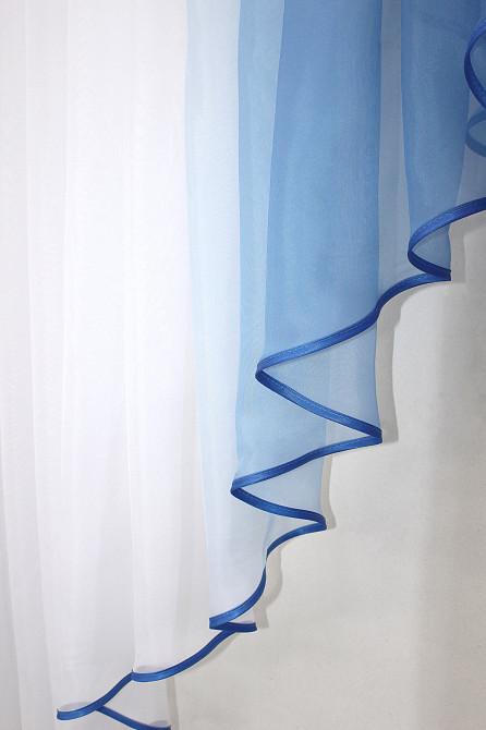 Кухонная занавеска VR-Textil № 023к белый с синим 150х150 см (59-722) Киев - изображение 3