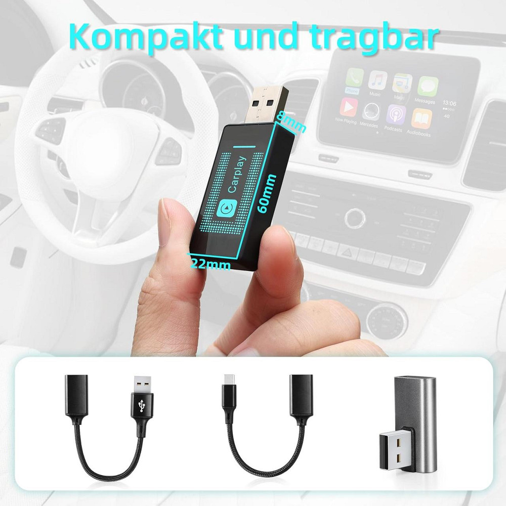 Бездротовий адаптер CarPlay для iPhone, Wireless Apple CarPlay USB, iOS 10+, авто 2016+, USB/USB-C Київ - фото 5