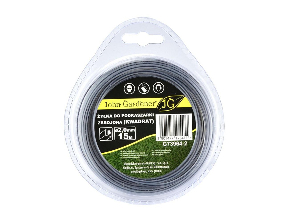 Жилка косарки армована квадратна 15м 2,0мм "JohnGardener" Київ - фото 1