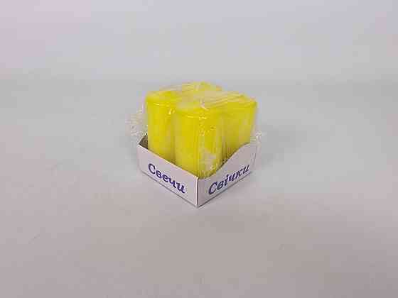 Цветная Цилиндр парафиновая свеча (40/80) ЖЕЛТАЯ крашеная  внутри белая (4 шт) Харьков