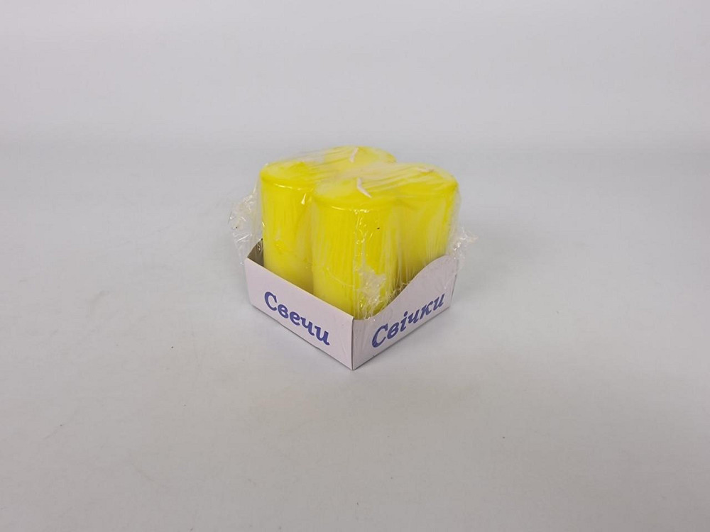 Кольорова Циліндр парафінова свічка (40/80) ЖЕЛТАЯ фарбована всередині біла (4 шт.) Харків - фото 1