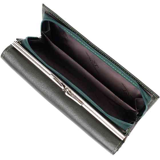 Місткий жіночий гаманець на магнітах із натуральної шкіри Зелений (ST Leather) Київ