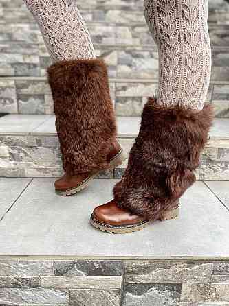 TopS Унти жіночі TopS коричневі натуральна шкіра з хутром висота 26см обхват 32-33см размер 36- Коломыя
