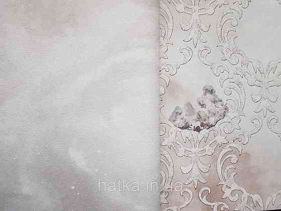 Шпалери вінілові на флізеліні гарячого тиснення DU&KA 1.06х10 вензель основа під штукатурку сірі коричневі Київ