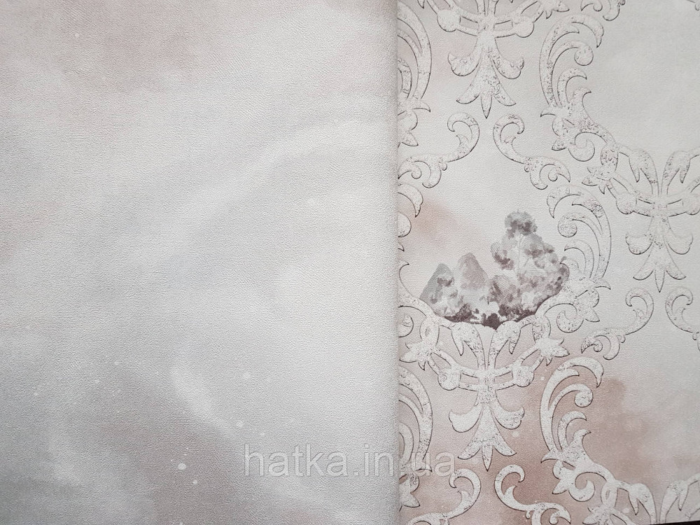 Шпалери вінілові на флізеліні гарячого тиснення DU&KA 1.06х10 вензель основа під штукатурку сірі коричневі Київ - фото 2