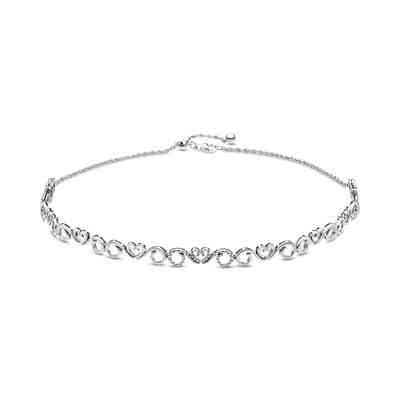Срібне намисто-чокер Pandora «Ажурні серця» 397129CZ-38 Київ