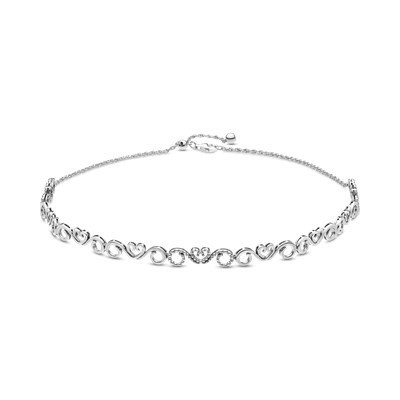Срібне намисто-чокер Pandora «Ажурні серця» 397129CZ-38 Київ - фото 1