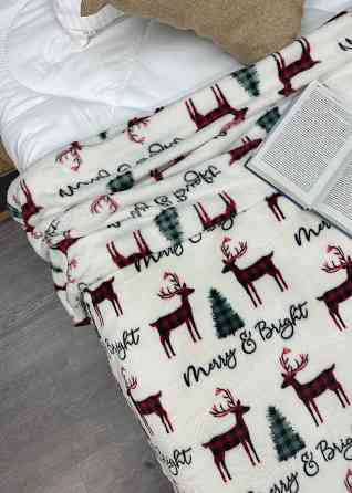 Плед-покривало 200х220 см з різдвяним принтом Різнобарвний (87-337) Київ