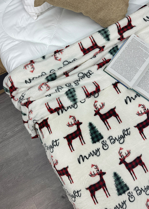 Плед-покривало 200х220 см з різдвяним принтом Різнобарвний (87-337) Київ - фото 2