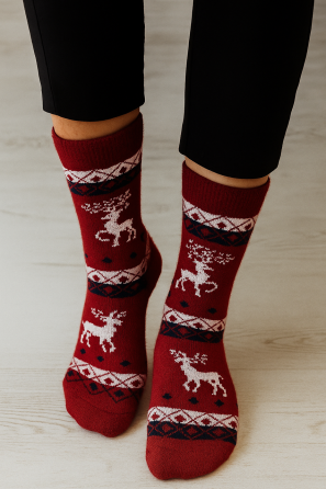 Тёплые носки из альпаки с узором Красный, 35-38 Харьков