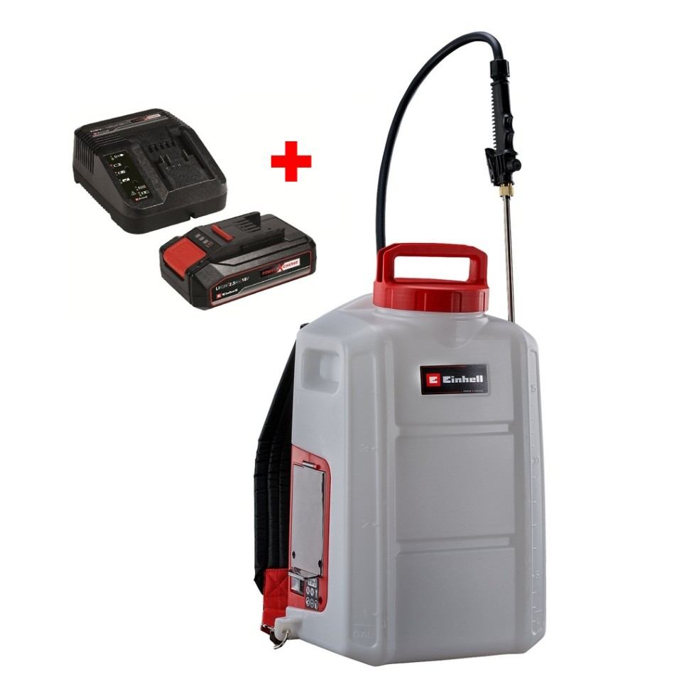 Мощный аккумуляторный садовый опрыскиватель высокого давления Einhell GE-WS 18/15 : с АКБ 18V 2,5 Ah, бак 17 л (3425230K) Киев - изображение 1