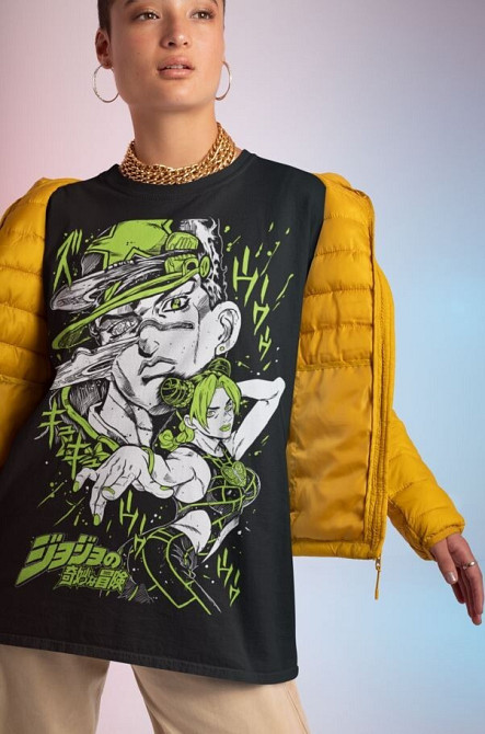 Футболка для мальчика аниме Джоджо С Бизарре Адвентуре оверсайз (рост от 165 до 180 ) Черний AnimeJ1119m Днепр - изображение 3