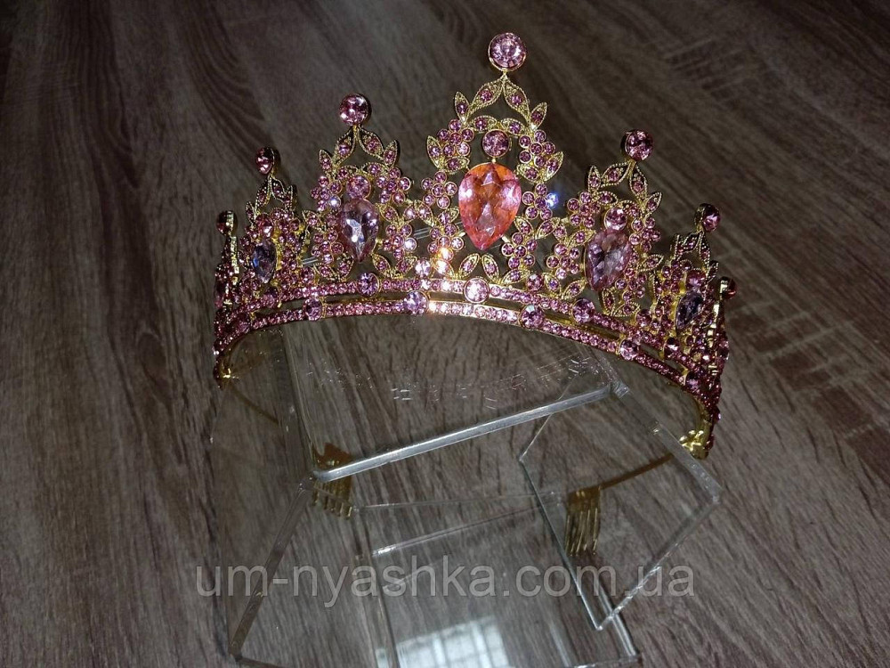 Діадема на обручі Корона синя з  каменями Кривий Ріг - фото 9