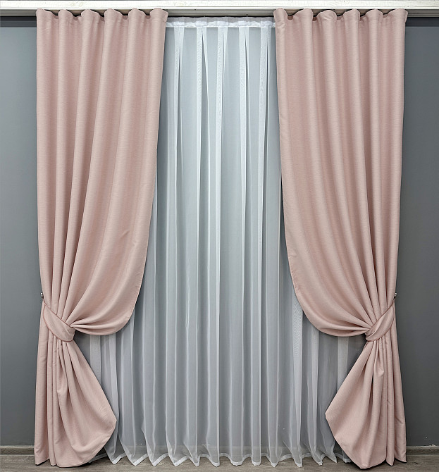 Комплект готовых штор VR-Textil Блэкаут двусторонний Eclipsе № 1793ш Пудровый 100х270 см 2 шт (31-835) Киев - изображение 2