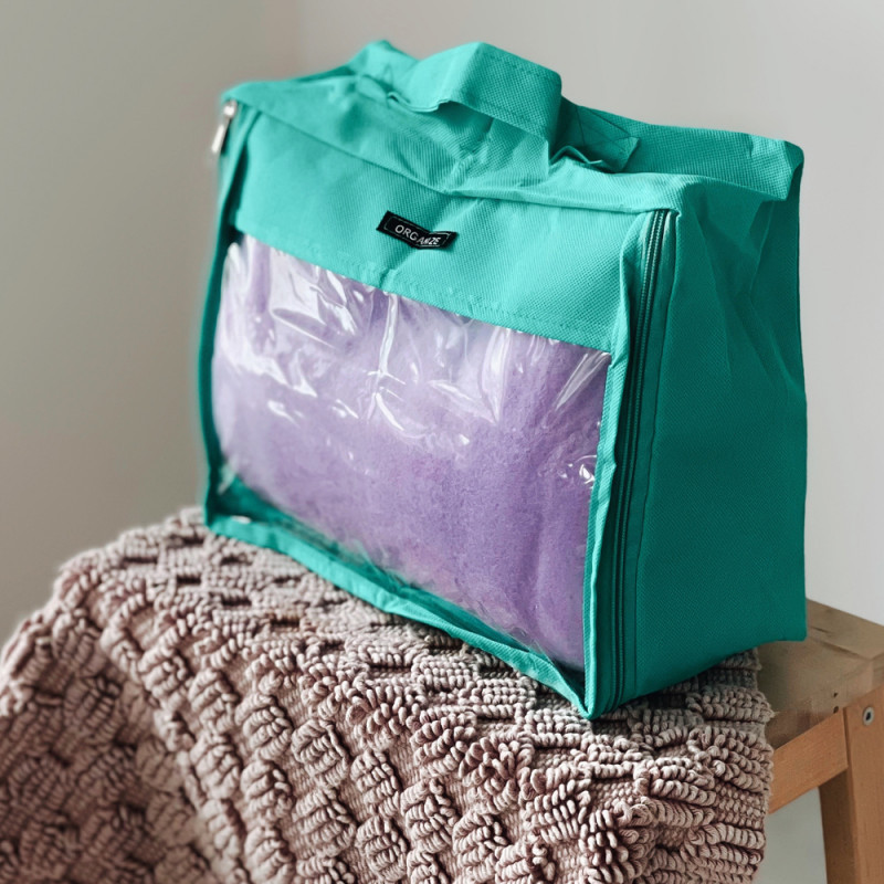 Середня дорожня сумка для речей з ручкою та прозорою вставкою P002 30x27x12 см (Лазуровий) Суми - фото 1