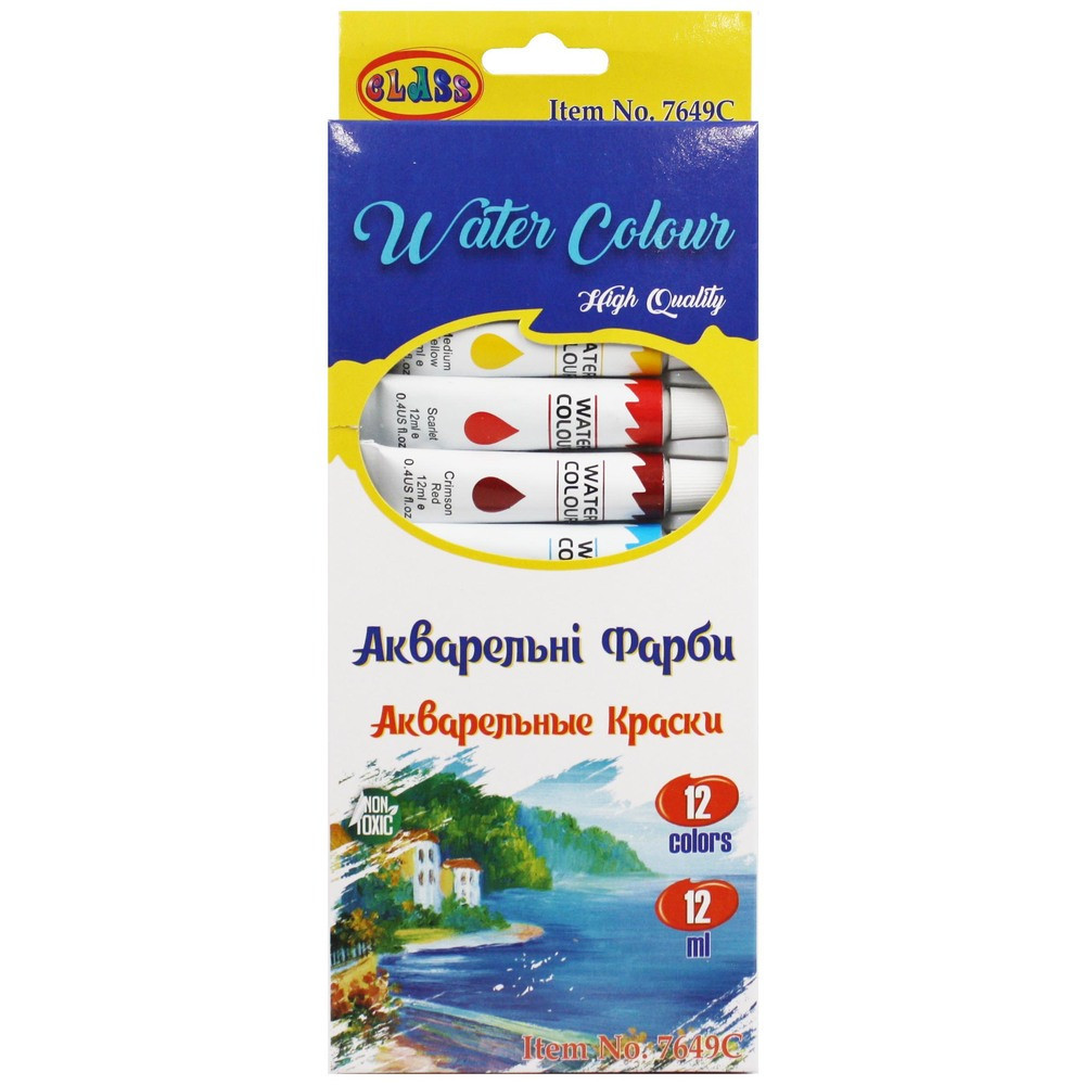Фарби акварельні "Class" в тюбиках 12кол. 12мл 7649C, шт Київ - фото 1