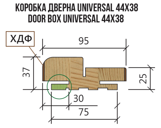 Комплект дверної коробки УНІВЕРСАЛЬНИЙ 44/38 - 2,5 смуги Київ
