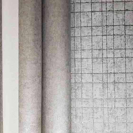 Шпалери флізелінові еко Rasch Kerala 0.53х10 м геометрія смуги сітка сріблясті на сірому ефект потертості Київ