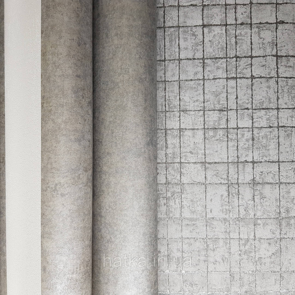 Шпалери флізелінові еко Rasch Kerala 0.53х10 м геометрія смуги сітка сріблясті на сірому ефект потертості Київ - фото 3