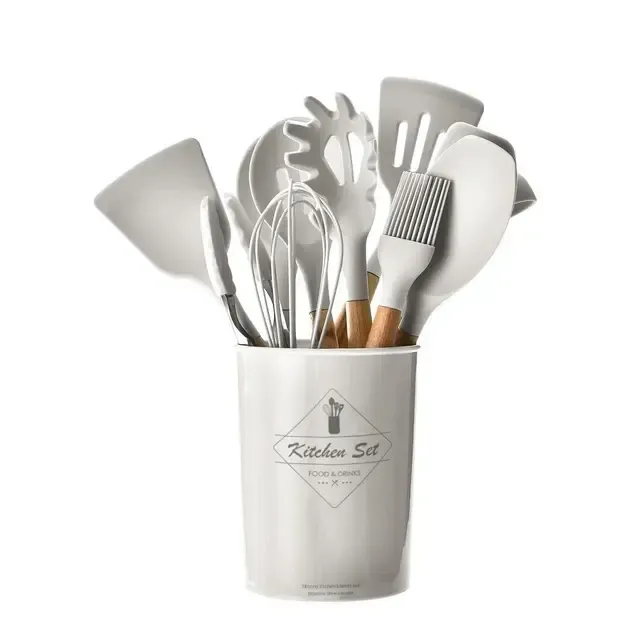 Набор кухонных принадлежностей силиконовый Kitchen Set RB-2239 белый (12 предметов) Коломия - фото 1