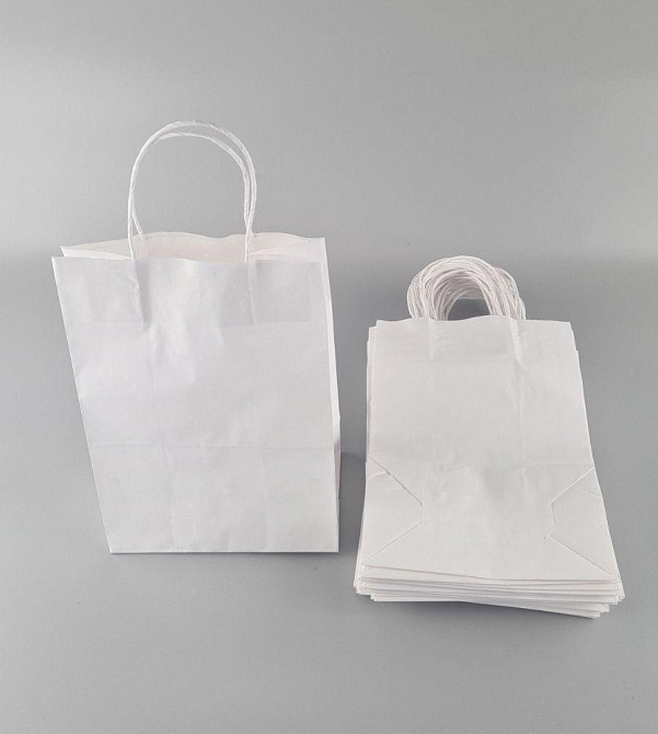 Пакет паперовий з ручками 28*19*11,5 см білий 25 шт Харків - фото 3