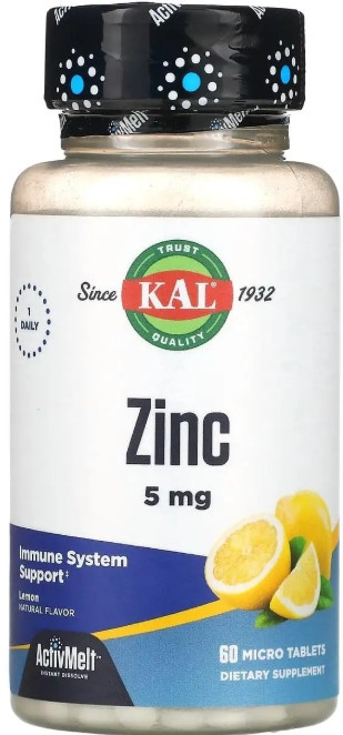 Цинк  KAL Zinc 5 мг 60 таб лимон Київ - фото 1