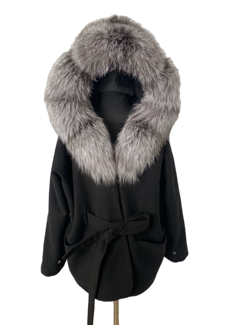 Женское пончо с чернобуркой Черный XL-2XL Харьков - изображение 1