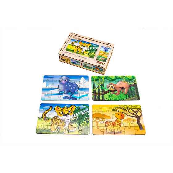Дерев’яний дитячий пазл 4в1 "Дикі звірі" Puz-58714, 80 елементів Вінниця