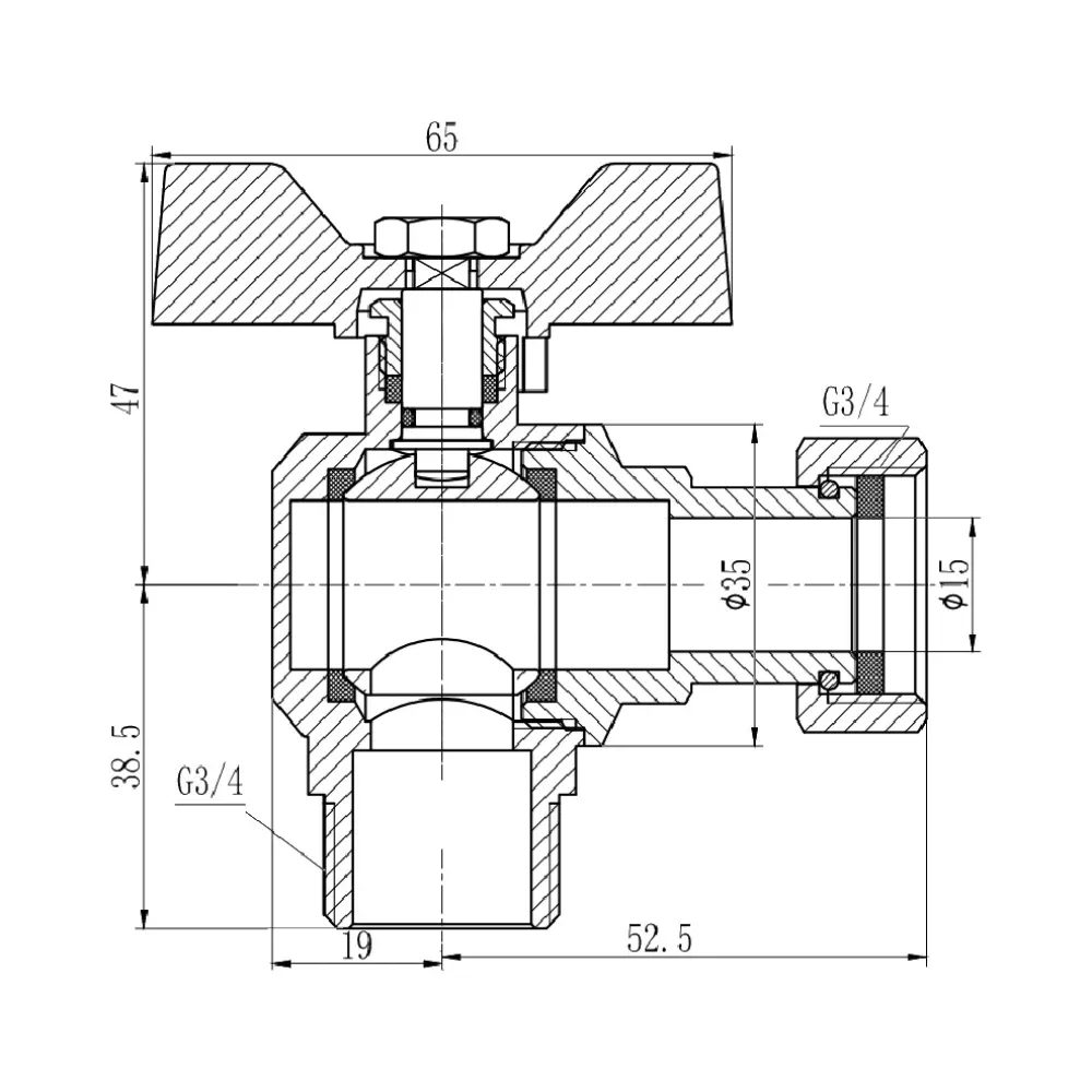 Кран кульовий із накидною гайкою Thermo Alliance Forte 3/4" ВЗ для води кутовий SF224W20 Київ - фото 11