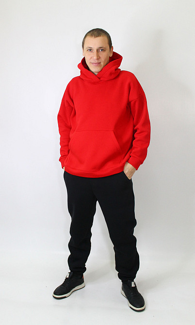 Чоловічий спортивний костюм на флісі Червоно-чорний 50 Харків - фото 5