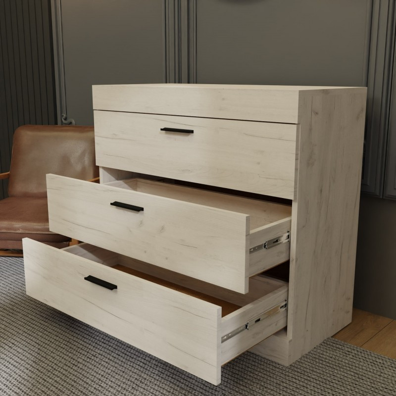 Комод Еверест на 3 ящики Соната-1 80х38х75 дуб крафт білий (DTM-2693) Львів - фото 3