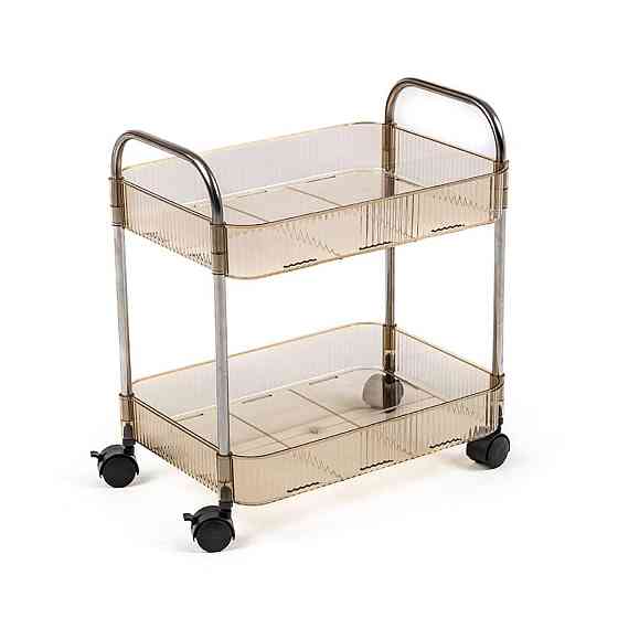 Этажерка мобильная двухъярусная универсальная из акрила и металла 40х28,5х45см Бежевая SW-00002110 Днепр
