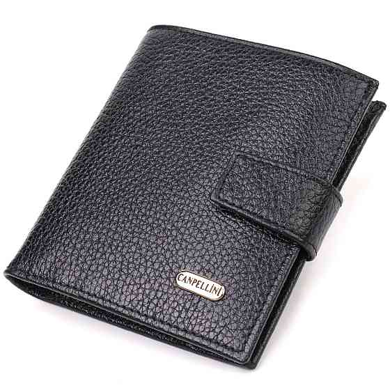 Красивий чоловічий гаманець із натуральної зернистої шкіри CANPELLINI 21730 Чорний Київ