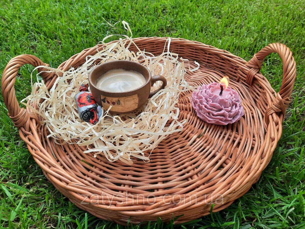 Поднос плетеный из лозы, круглый с ручками Киев - изображение 5