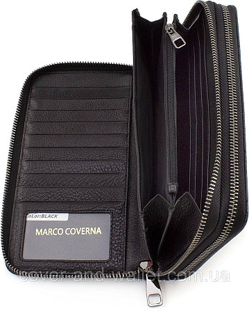 Чоловіча шкіряна барсетка клатч на дві змійки Marco Coverna 5902C Чорний Київ - фото 8