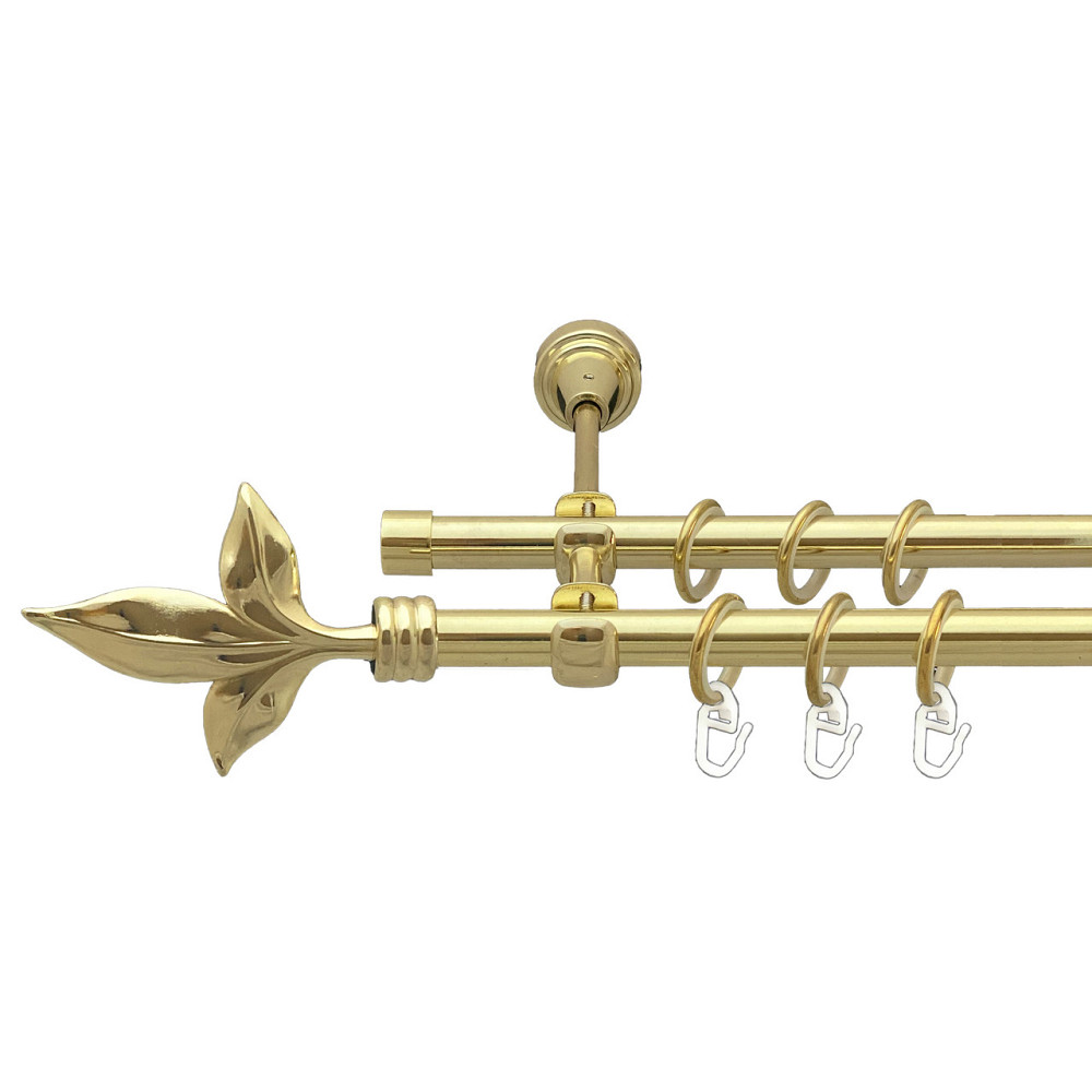 Карниз Orvit Листок Лілії металевий дворядний відкритий Золото 16\16 мм 240 см (00-00014229) Львів - фото 1