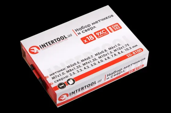Набір свердл і метчиків 18 ед. Intertool в метал. кейс Вінниця
