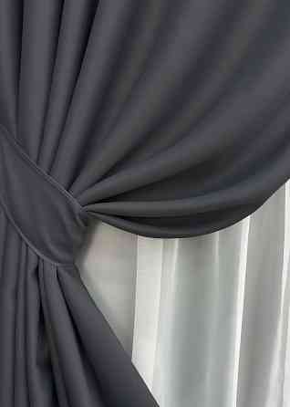 Комплект готових штор VR-Textil Bagema Rvs № 1241ш Темно-сірий 120х290 см 2 шт (39-0065) Київ
