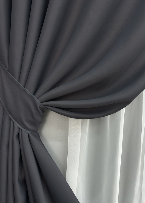 Комплект готових штор VR-Textil Bagema Rvs № 1241ш Темно-сірий 120х290 см 2 шт (39-0065) Київ - фото 5