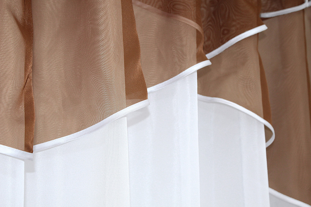 Кухонная тюль арка с ламбрекеном VR-Textil № 025к белый с коричневым 280х170 см (52-0559) Киев - изображение 3
