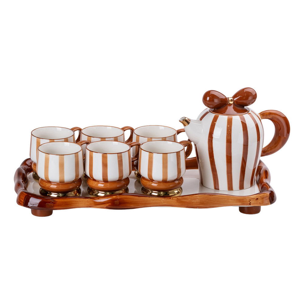 Чайний набір на 6 персон із порцелянаовою підставкою, шоколад HP-15-29 Київ - фото 7