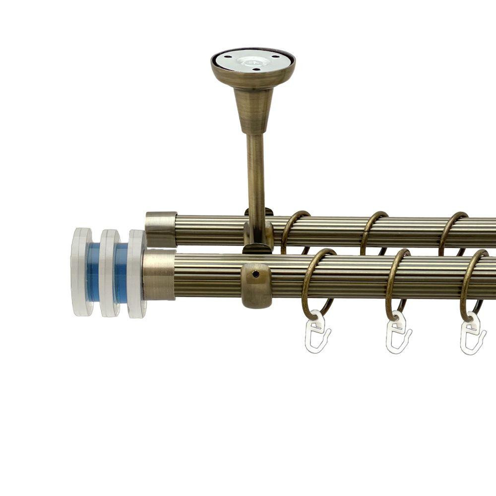 Карниз Orvit Акварія металевий дворядний відкритий до стелі рифлена труба кільце металеве Антик 25\19 мм 160 Львов - изображение 1