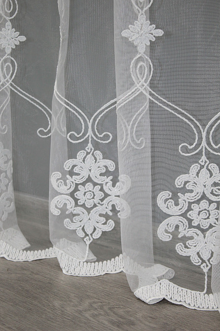 Тюль VR-Textil 1413т Фатин з вишивкою Білий 400х270 см (42-1123) Київ - фото 7