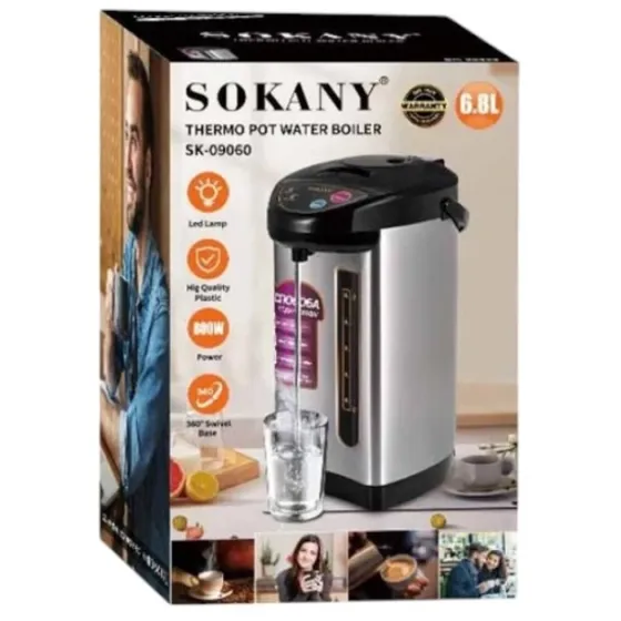 Термопот SOKANY SK-09060 6.8 л, 800 Вт, нержавіюча сталь, підтримка тепла, індикатор рівня води Київ