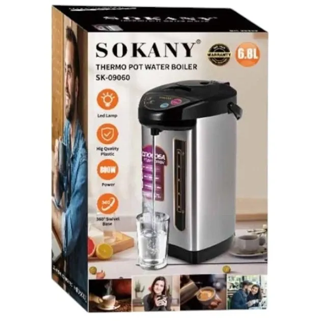 Термопот SOKANY SK-09060 6.8 л, 800 Вт, нержавіюча сталь, підтримка тепла, індикатор рівня води Одеса - фото 4
