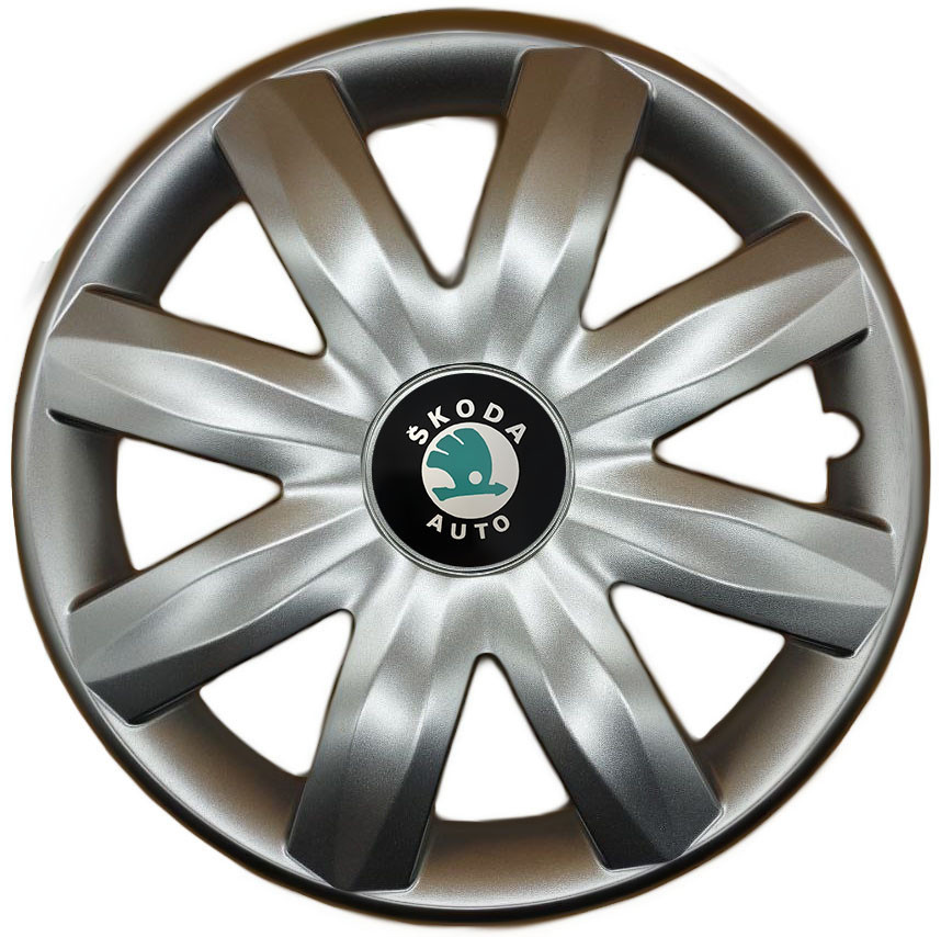 Автомобильные модельные колпаки R14 Skoda (зелена) 221 4шт, SJS, серебряные Киев - изображение 1